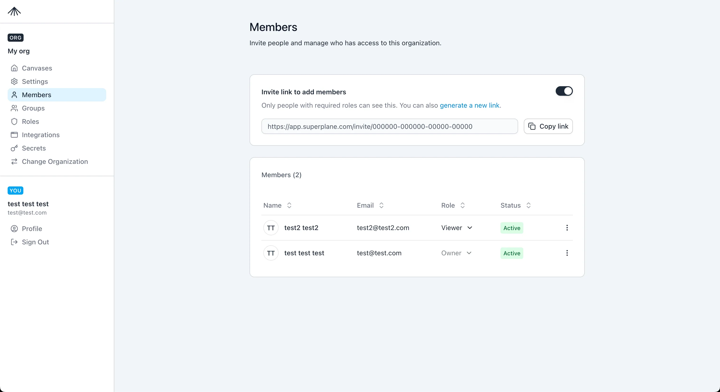 Members page